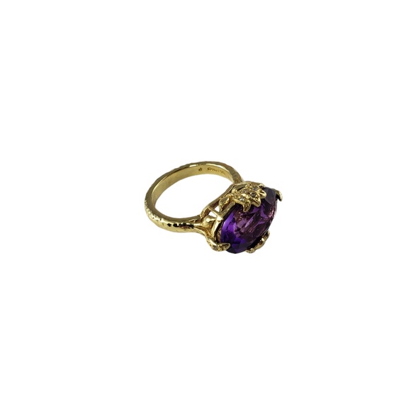Vintage 18 Karat Yellow Gold Amethyst and Diamond Ring Size 7  JAGi Cert. #13751 - Picture 3 of 10